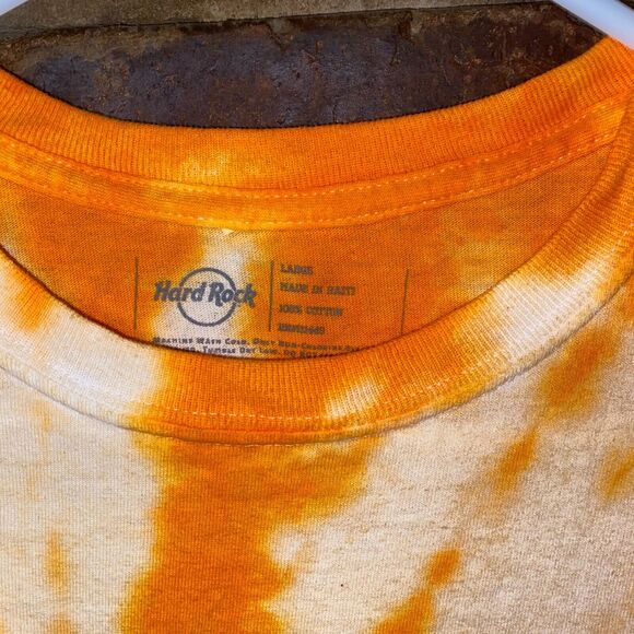 Hard Rock Atlantic City Custom Orange Tie Dye Rainbow Graphic T-Shirt Size Large - Picture 5 of 6